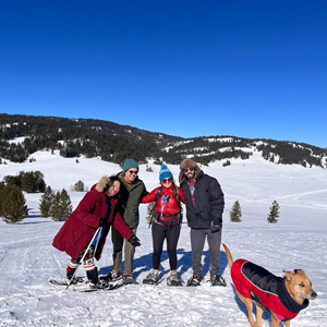 Students on a retreat in snow