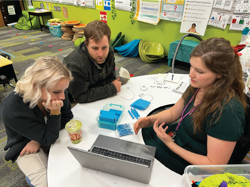 The state's first learning team gathers to talk about 2nd grade math teaching strategies. 
