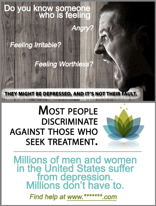 Public Service Announcement describing depressiion for men, and stating that most people who seek treatment for depression experience descrimination, but suggestiing that people should seek help.