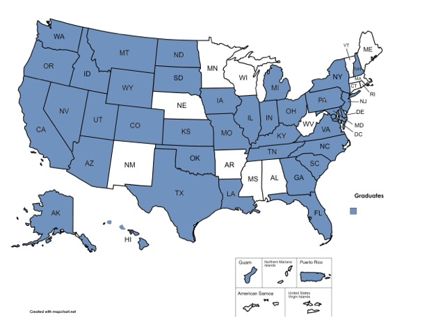 map of US of program graduates